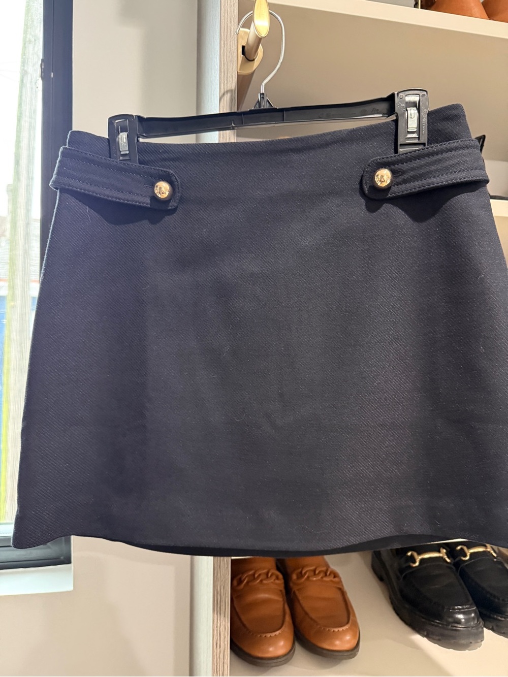 H&M Black Mini Skirt with Gold Button Accents